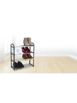Alpina Garderoben|Regale & Schränke<Schuhregal in Schwarz/ Silber - (B)50 x (H)57 x (T)18,5 cm