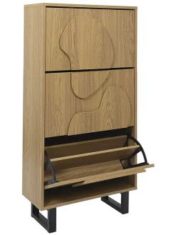 Rétro Chic Garderoben|Regale & Schränke<Schuhschrank ''Calypso'' in Hellbraun - (B)60 x (H)115x (T)24 cm