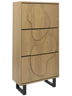 Rétro Chic Garderoben|Regale & Schränke<Schuhschrank ''Calypso'' in Hellbraun - (B)60 x (H)115x (T)24 cm