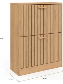 IDOMYA Essentials Garderoben<Schuhschrank "Faustine" in Hellbraun - (B)60 x (H)80 x (T)24 cm