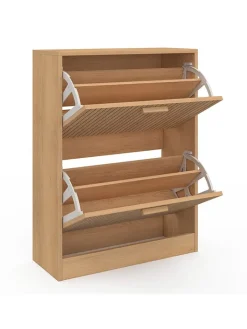 IDOMYA Essentials Garderoben<Schuhschrank "Faustine" in Hellbraun - (B)60 x (H)80 x (T)24 cm
