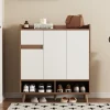 ABRIHOME Regale & Schränke<Schuhschrank in Natürlich mit verstellbaren Einlegeböden H99 B90 T35 cm