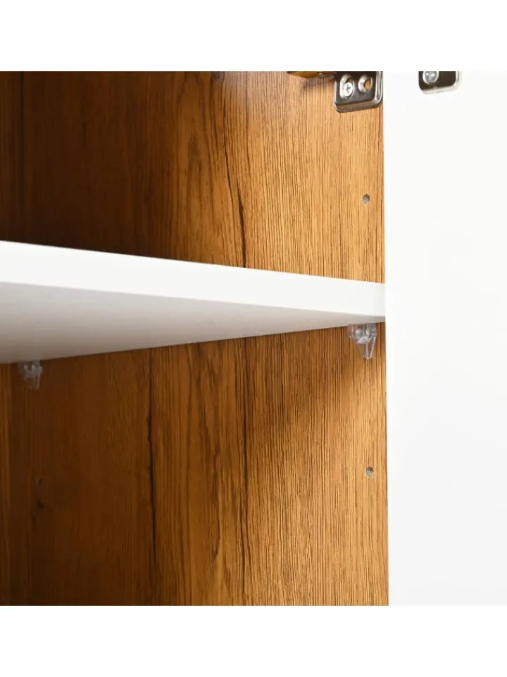 ABRIHOME Regale & Schränke<Schuhschrank in Natürlich mit verstellbaren Einlegeböden H99 B90 T35 cm