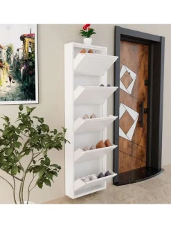 Scandinavia Concept Garderoben<Schuhschrank in Weiß - (B)50 x (H)169 x (T)15 cm
