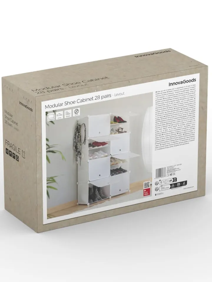 InnovaGoods Garderoben<Schuhschrank in Weiß - (B)84 x (H)128 x (T)32 cm