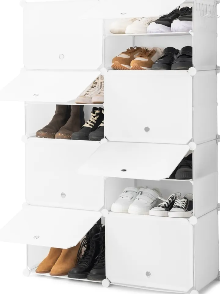 InnovaGoods Garderoben<Schuhschrank in Weiß - (B)84 x (H)128 x (T)32 cm