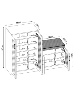 en.casa Garderoben<Schuhschrank Løten in Weiß (H)97cm (B)120cm