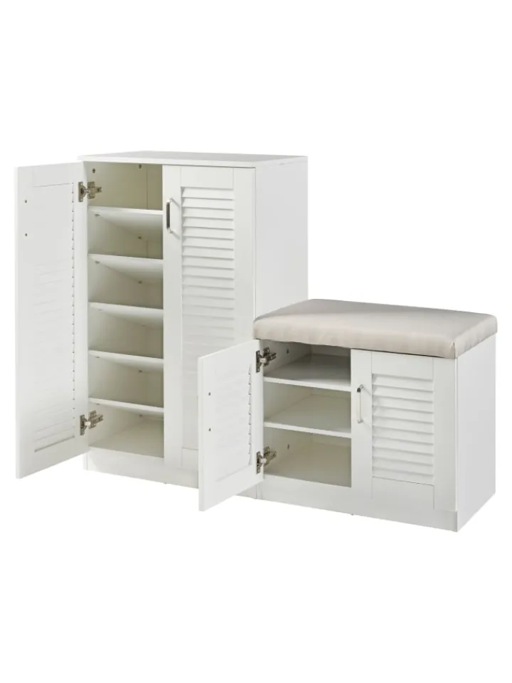 en.casa Garderoben<Schuhschrank Løten in Weiß (H)97cm (B)120cm