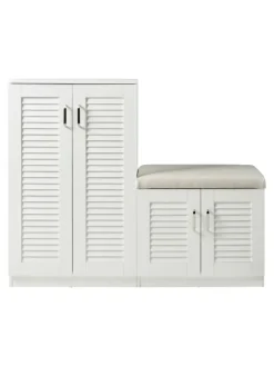 en.casa Garderoben<Schuhschrank Løten in Weiß (H)97cm (B)120cm
