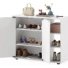 COSTWAY Regale & Schränke<Schuhschrank mit 2 Türen 80 x 31 x 64,5 cm in Weiß