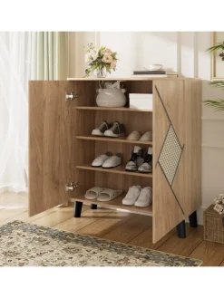 ABRIHOME Garderoben<Schuhschrank mit Stauraum und Dekorativem Rattanmuster