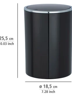 Wenko Mülleimer<Schwingdeckeleimer in Schwarz - 5 l