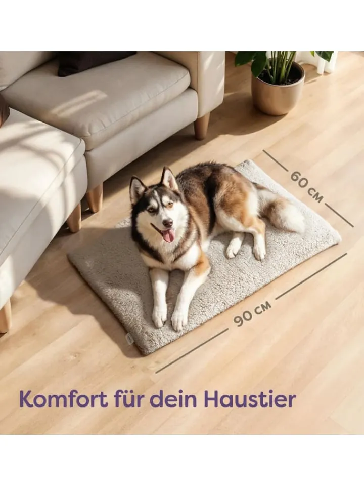 Knupis Hunde<Selbstheizende Hundedecke 90x60 cm – Wärmematte waschbar, rutschfest