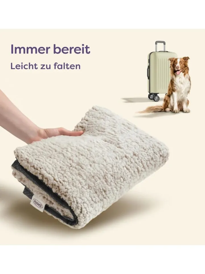 Knupis Hunde<Selbstheizende Hundedecke 90x60 cm – Wärmematte waschbar, rutschfest