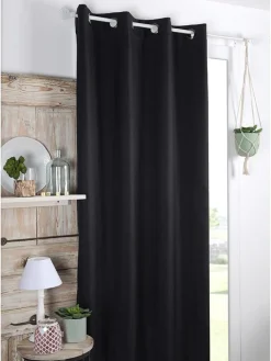 STOF France Gardinen, Jalousien & Rollos<Ösengardine "Copenhague" in Schwarz - (L)260 x (B)140 cm
