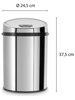 Echtwerk Mülleimer<Sensor-Badabfalleimer in Silber - 9 l