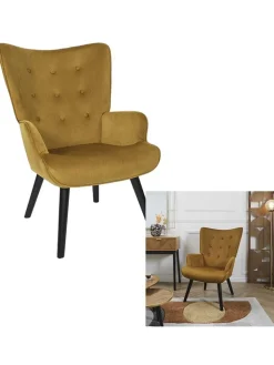 Rétro Chic Sitzmöbel<Sessel ''Giulia'' in Gelb - (B)68 x (H)96 x (T)75 cm