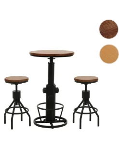 MCW Möbel-Sets<Set Bartisch + 2x Barhocker N17, Braun