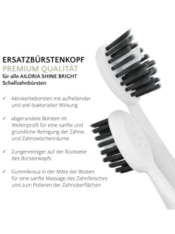 Ailoria Zahn & Mundpflege<SHINE BRIGHT Charcoal Ersatzbürstenköpfe 6er Set in weiß