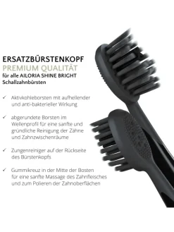 Ailoria Zahn & Mundpflege<SHINE BRIGHT Charcoal Ersatzbürstenköpfe 6er Set in schwarz