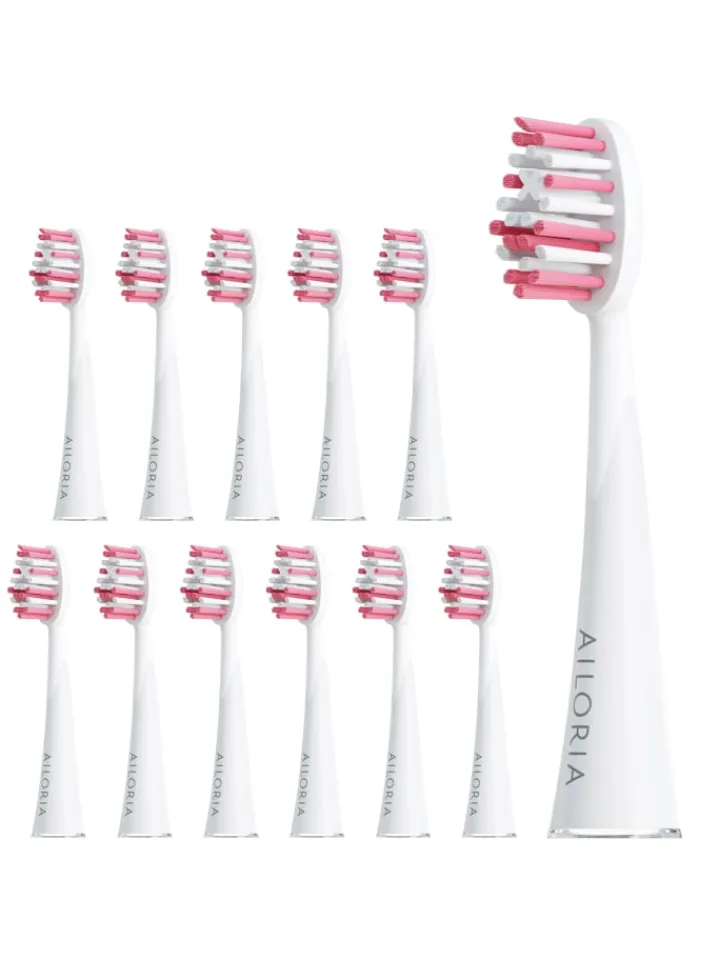 Ailoria Zahn & Mundpflege<SHINE BRIGHT Extra Clean Ersatzbürstenköpfe 12er Set in rosa