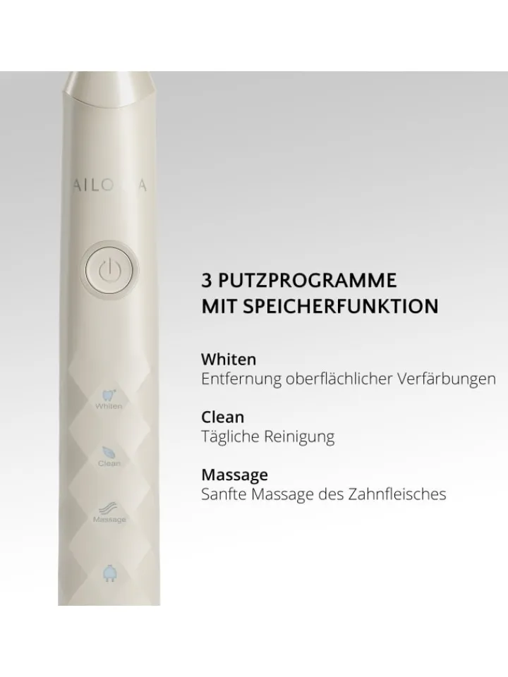 Ailoria Zahn & Mundpflege<SHINE BRIGHT SET USB-Schallzahnbürste in weiß