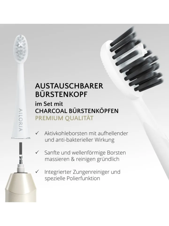 Ailoria Zahn & Mundpflege<SHINE BRIGHT SET USB-Schallzahnbürste in weiß