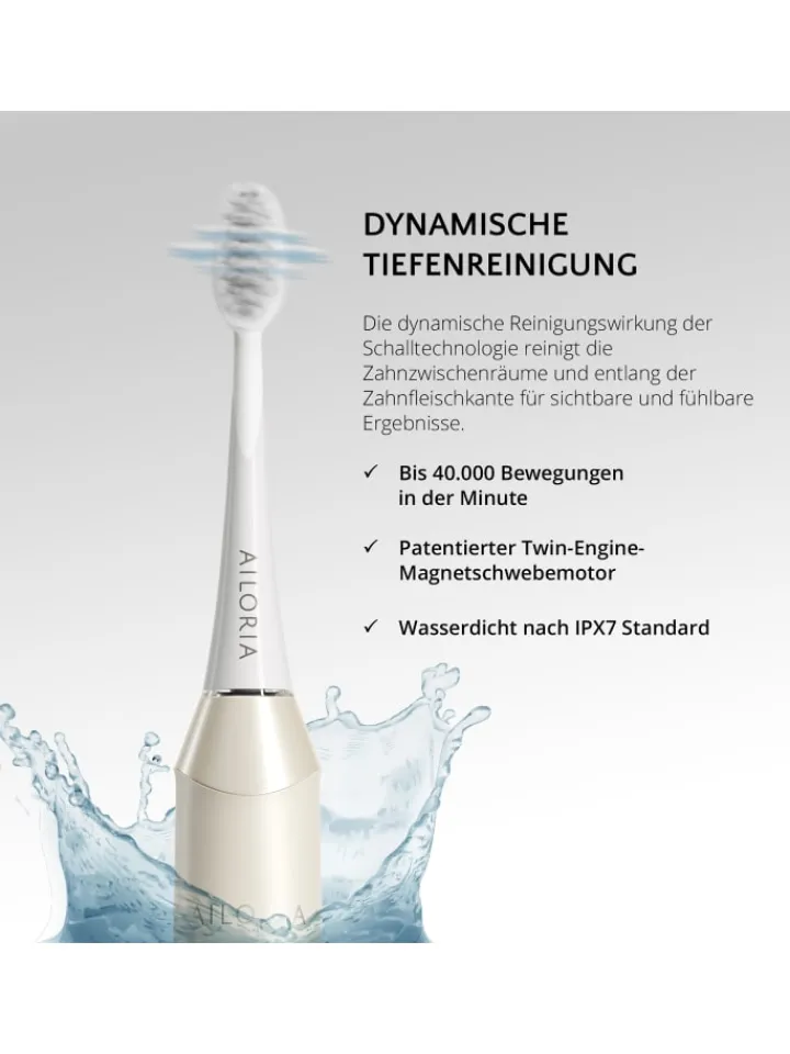 Ailoria Zahn & Mundpflege<SHINE BRIGHT SET USB-Schallzahnbürste in weiß