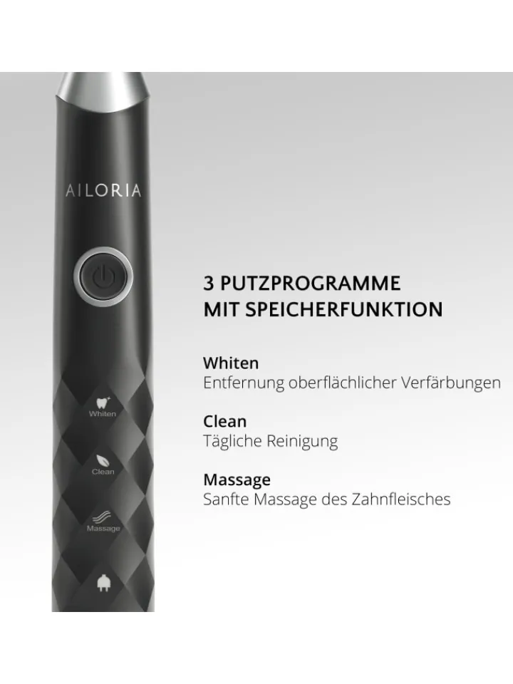Ailoria Zahn & Mundpflege<SHINE BRIGHT USB-Schallzahnbürste in schwarz