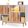 COSTWAY Regale & Schränke<Sideboard 6 Fächer in Beige