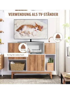 COSTWAY Regale & Schränke<Sideboard 6 Fächer in Beige