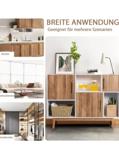 COSTWAY Regale & Schränke<Sideboard 6 Fächer in Beige