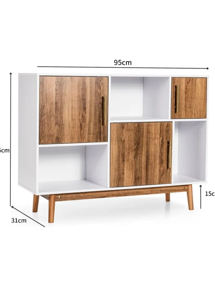 COSTWAY Regale & Schränke<Sideboard 6 Fächer in Beige