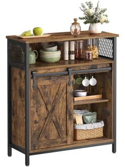Songmics Regale & Schränke<Sideboard in Braun/ Schwarz - (B)70 x (H)80 x (T)30 cm