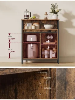 Songmics Regale & Schränke<Sideboard in Braun/ Schwarz - (B)70 x (H)80 x (T)30 cm