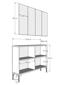 Evila Regale & Schränke<Sideboard in Weiß - (B)120 cm - (H)80 cm - (T)29,6 cm
