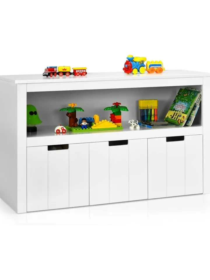 COSTWAY Regale & Schränke<Sideboard mit 3 Schubladen in Weiß