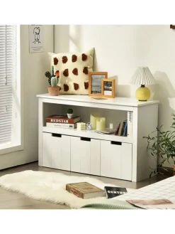 COSTWAY Regale & Schränke<Sideboard mit 3 Schubladen in Weiß