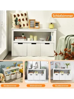 COSTWAY Regale & Schränke<Sideboard mit 3 Schubladen in Weiß