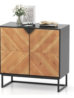 COSTWAY Regale & Schränke<Sideboard mit 2 Türen 80 x 40 x 80 cm in Schwarz