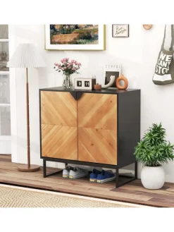 COSTWAY Regale & Schränke<Sideboard mit 2 Türen 80 x 40 x 80 cm in Schwarz