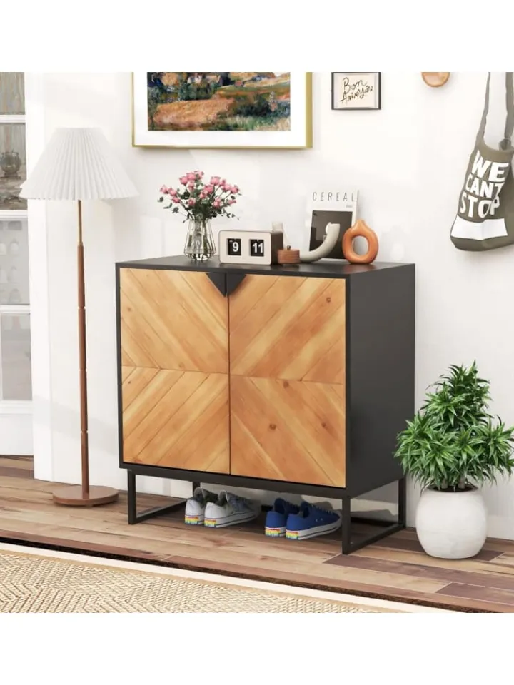 COSTWAY Regale & Schränke<Sideboard mit 2 Türen 80 x 40 x 80 cm in Schwarz