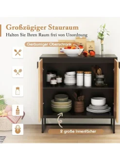 COSTWAY Regale & Schränke<Sideboard mit 2 Türen 80 x 40 x 80 cm in Schwarz