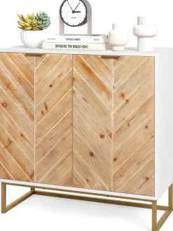 COSTWAY Regale & Schränke<Sideboard mit 2 Türen 80 x 40 x 80 cm in Weiß