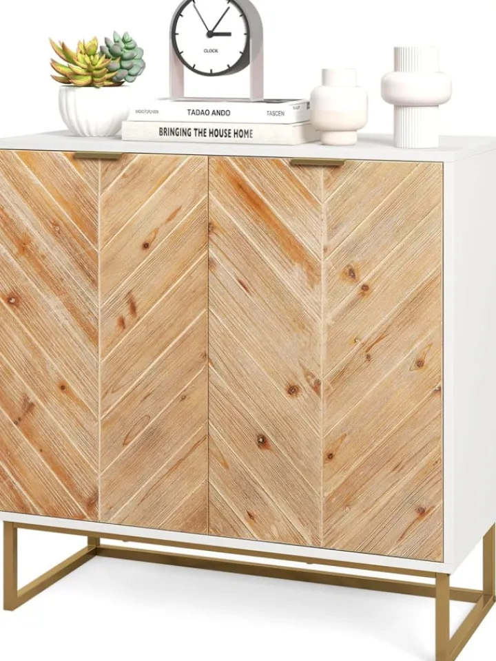COSTWAY Regale & Schränke<Sideboard mit 2 Türen 80 x 40 x 80 cm in Weiß