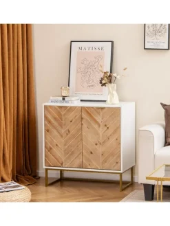 COSTWAY Regale & Schränke<Sideboard mit 2 Türen 80 x 40 x 80 cm in Weiß