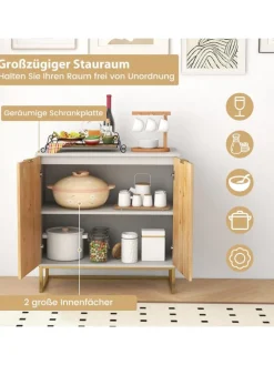 COSTWAY Regale & Schränke<Sideboard mit 2 Türen 80 x 40 x 80 cm in Weiß