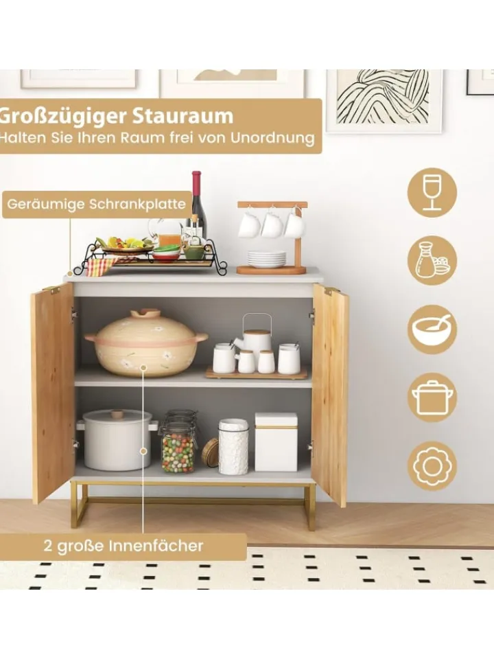 COSTWAY Regale & Schränke<Sideboard mit 2 Türen 80 x 40 x 80 cm in Weiß