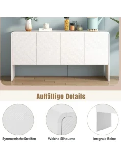 ABRIHOME Regale & Schränke<Sideboard mit 4 Türen und Rückstoßvorrichtung in Weiß