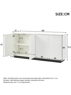 ABRIHOME Regale & Schränke<Sideboard mit Push-to-Open & Kippschutz